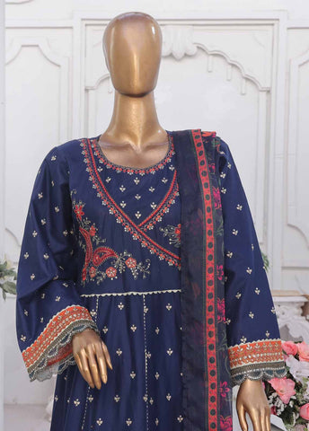 SMPC-FR-020 B-3 Piece Cotton Embroidered Frock Style Suit