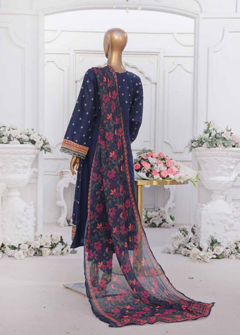 SMPC-FR-020 B-3 Piece Cotton Embroidered Frock Style Suit