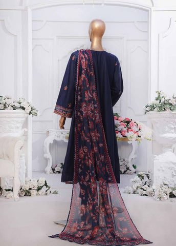 Bin Saeed Fabric - SMPC-FR-026 A-3 Piece Cotton Embroidered Frock Style Suit