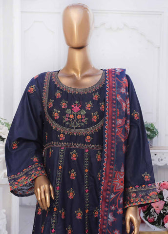 Bin Saeed Fabric - SMPC-FR-026 A-3 Piece Cotton Embroidered Frock Style Suit
