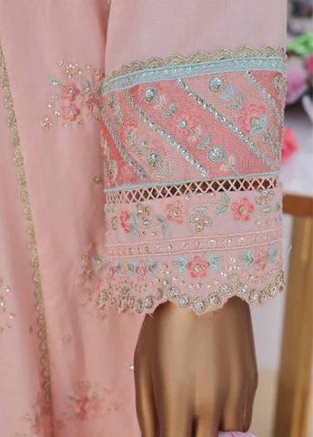 Bin Saeed Fabric - SMPC-FR-03 A-3 Piece Cotton Embroidered Frock Style Suit