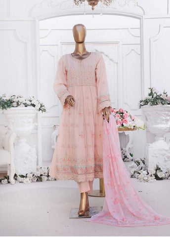 Bin Saeed Fabric - SMPC-FR-03 A-3 Piece Cotton Embroidered Frock Style Suit