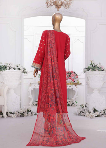 Bin Saeed Fabric - SMPC-FR-05-3 Piece Cotton Embroidered Frock Style Suit