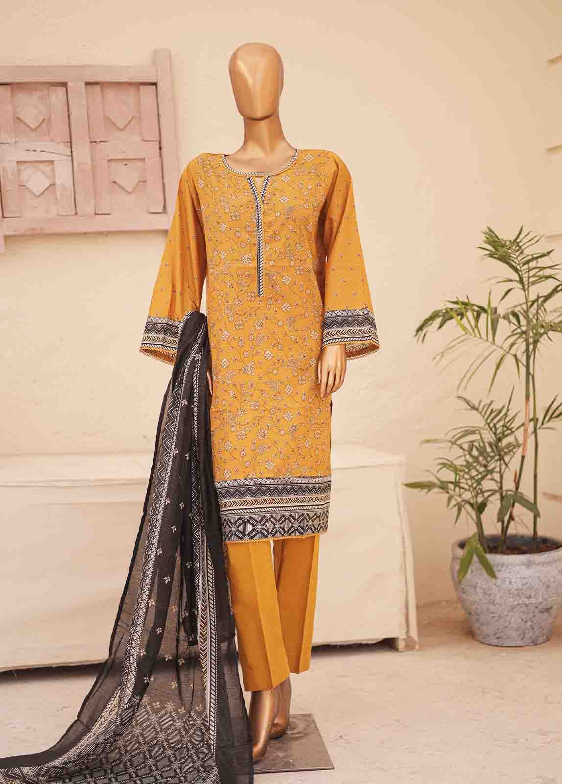 Bin Saeed Fabric - SMPR-0016- 3 Piece Printed Stitched Suit