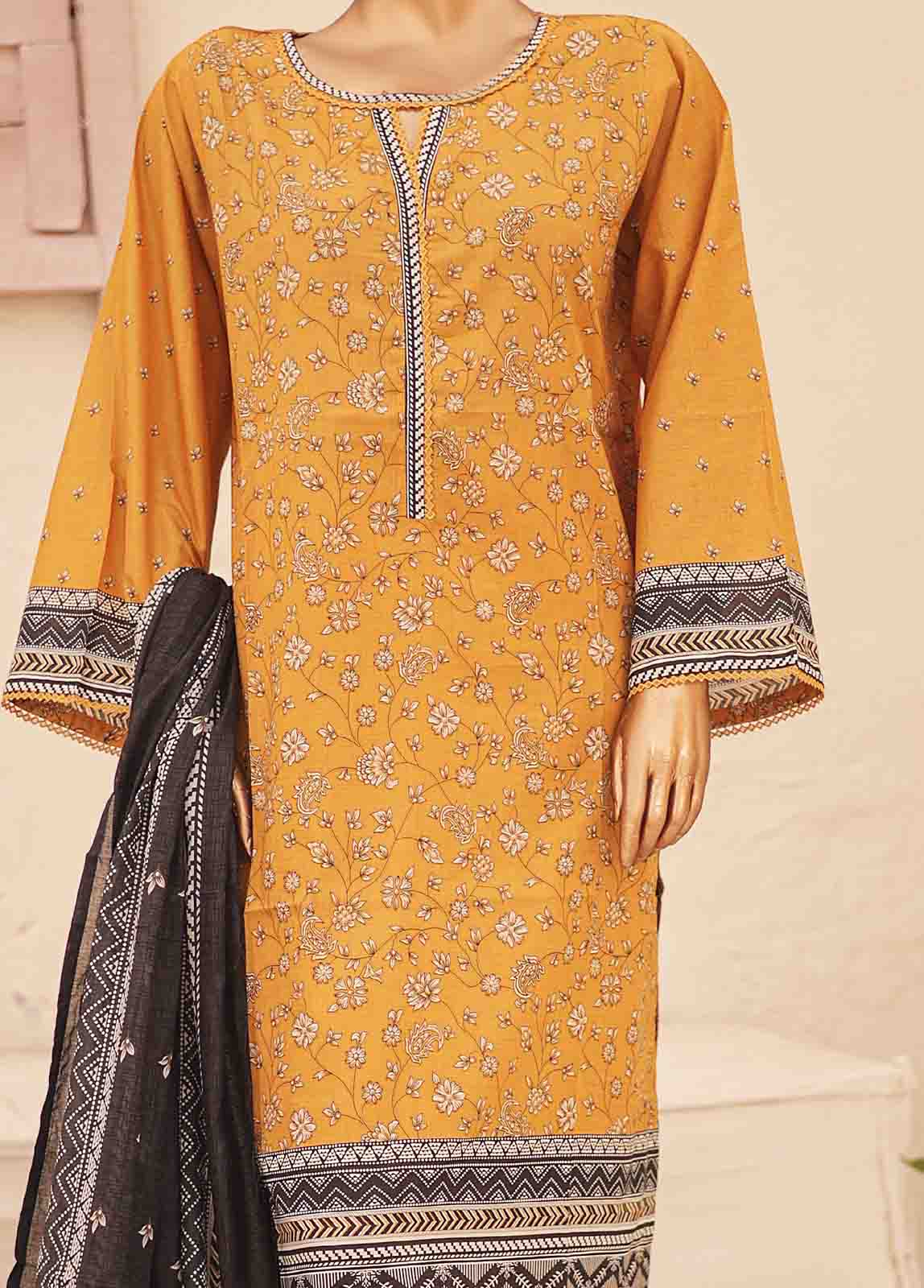 Bin Saeed Fabric - SMPR-0016- 3 Piece Printed Stitched Suit