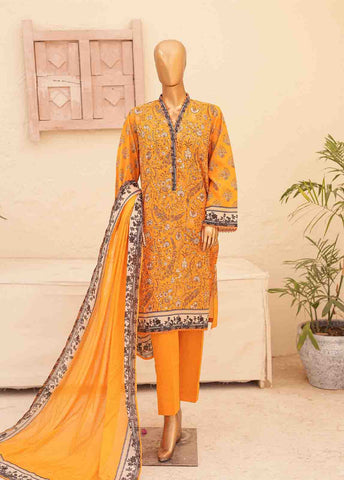 Bin Saeed Fabric - SMPR-0109- 3 Piece Printed Stitched Suit