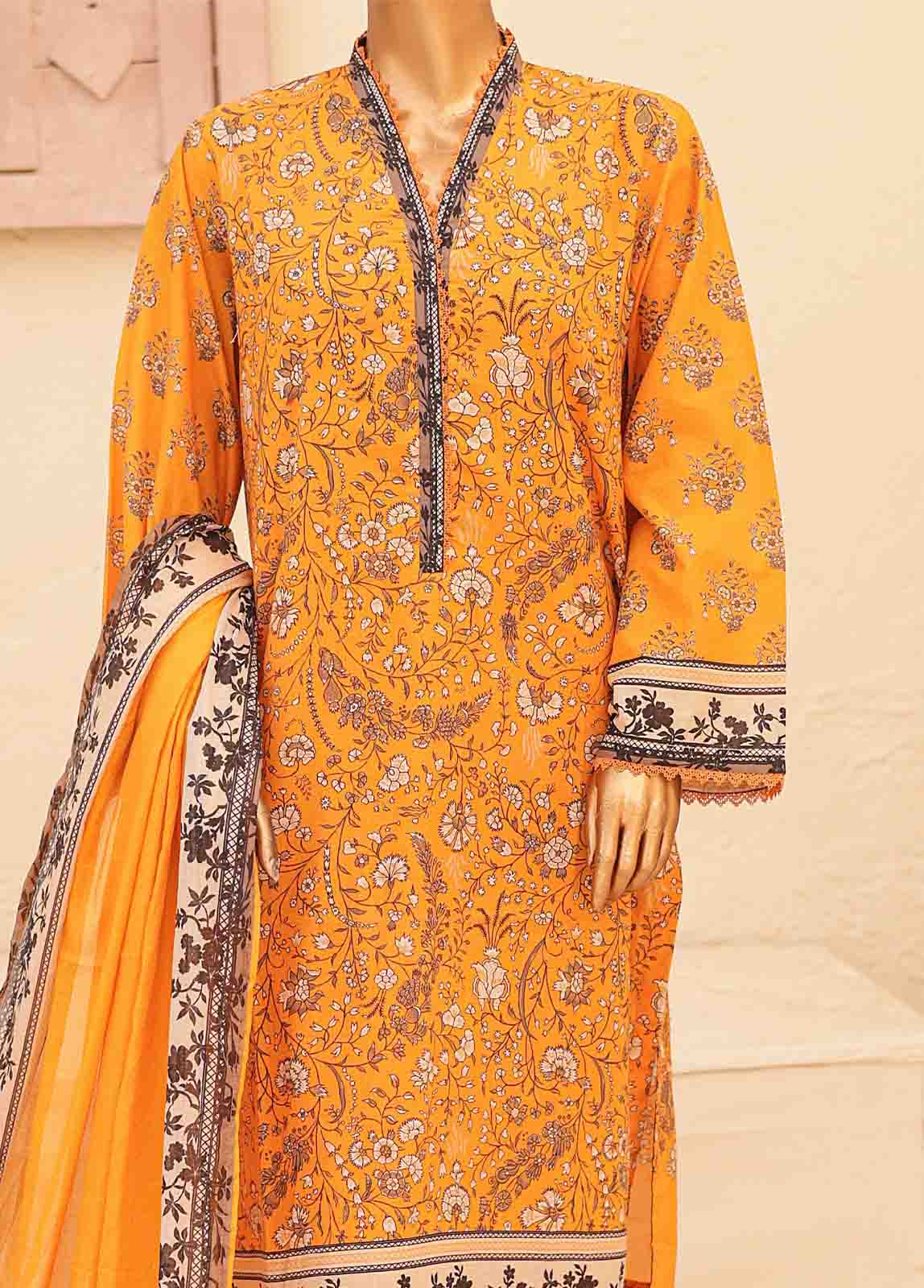 Bin Saeed Fabric - SMPR-0109- 3 Piece Printed Stitched Suit