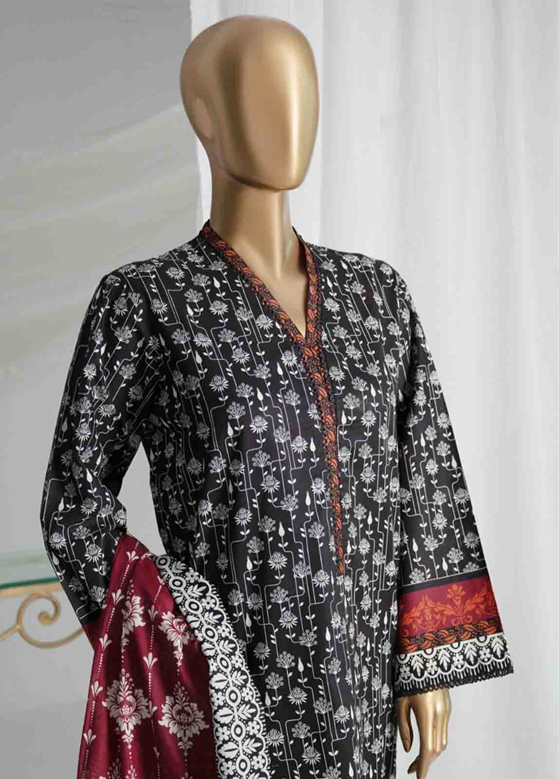 Bin Saeed Fabric - SMPR-012 - 3 Piece Printed Stitched Suit