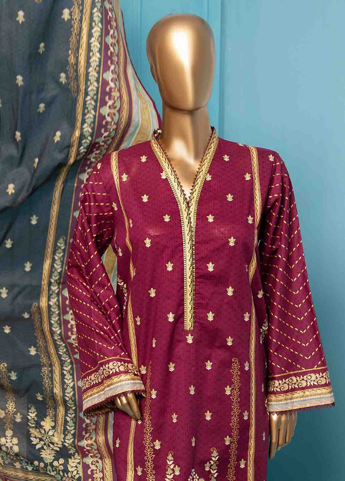 Bin Saeed Fabric - SMPR-013 - 3 Piece Printed Stitched Suit