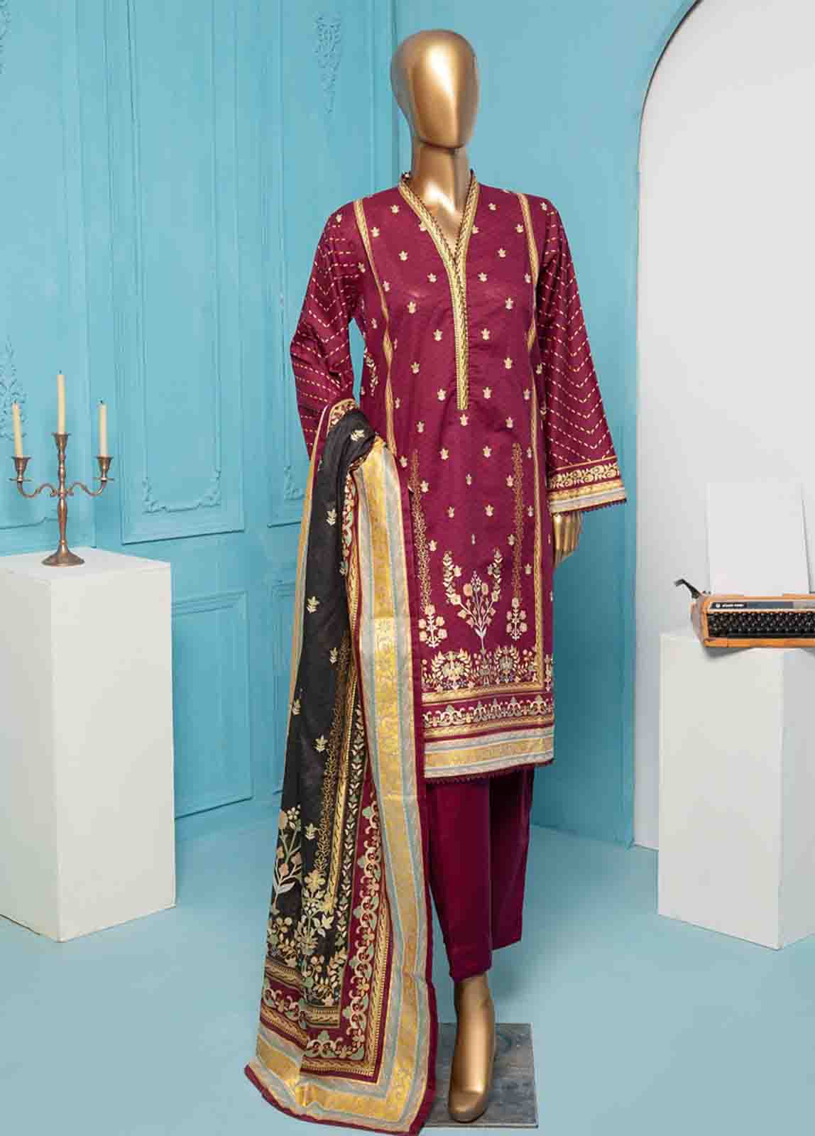 Bin Saeed Fabric - SMPR-013 - 3 Piece Printed Stitched Suit