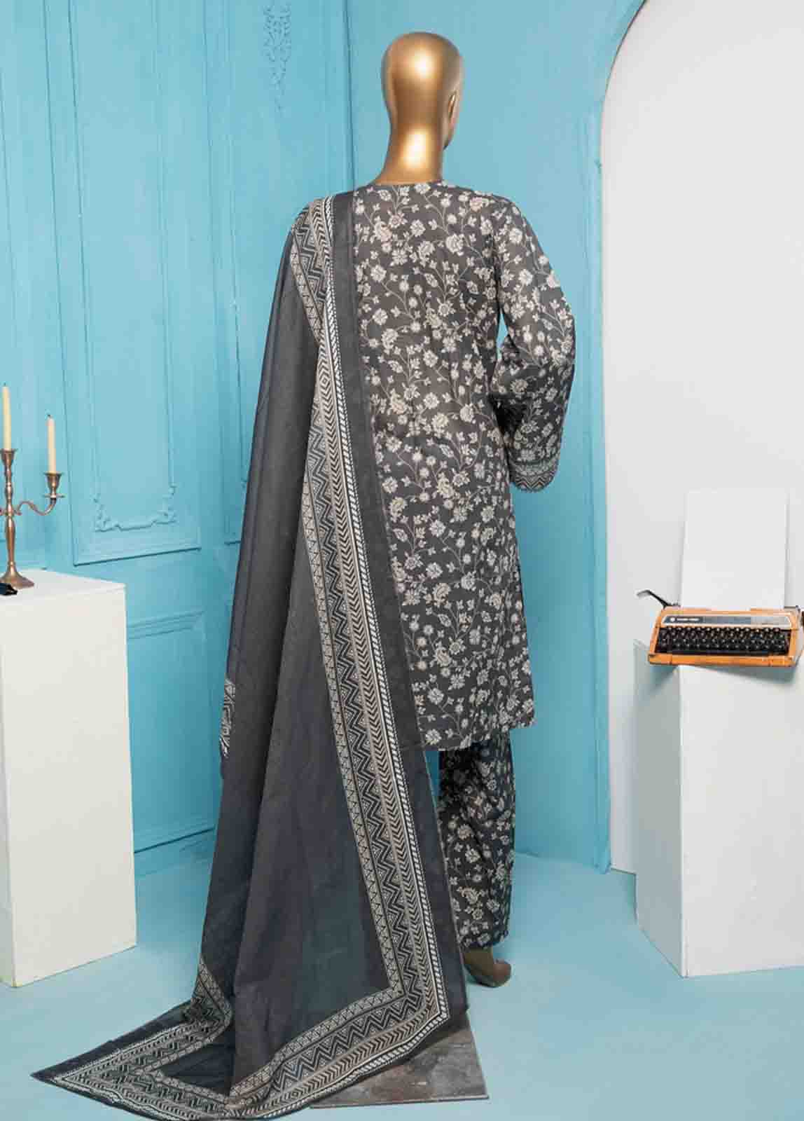 Bin Saeed Fabric - SMPR-0142 - 3 Piece Printed Stitched Suit