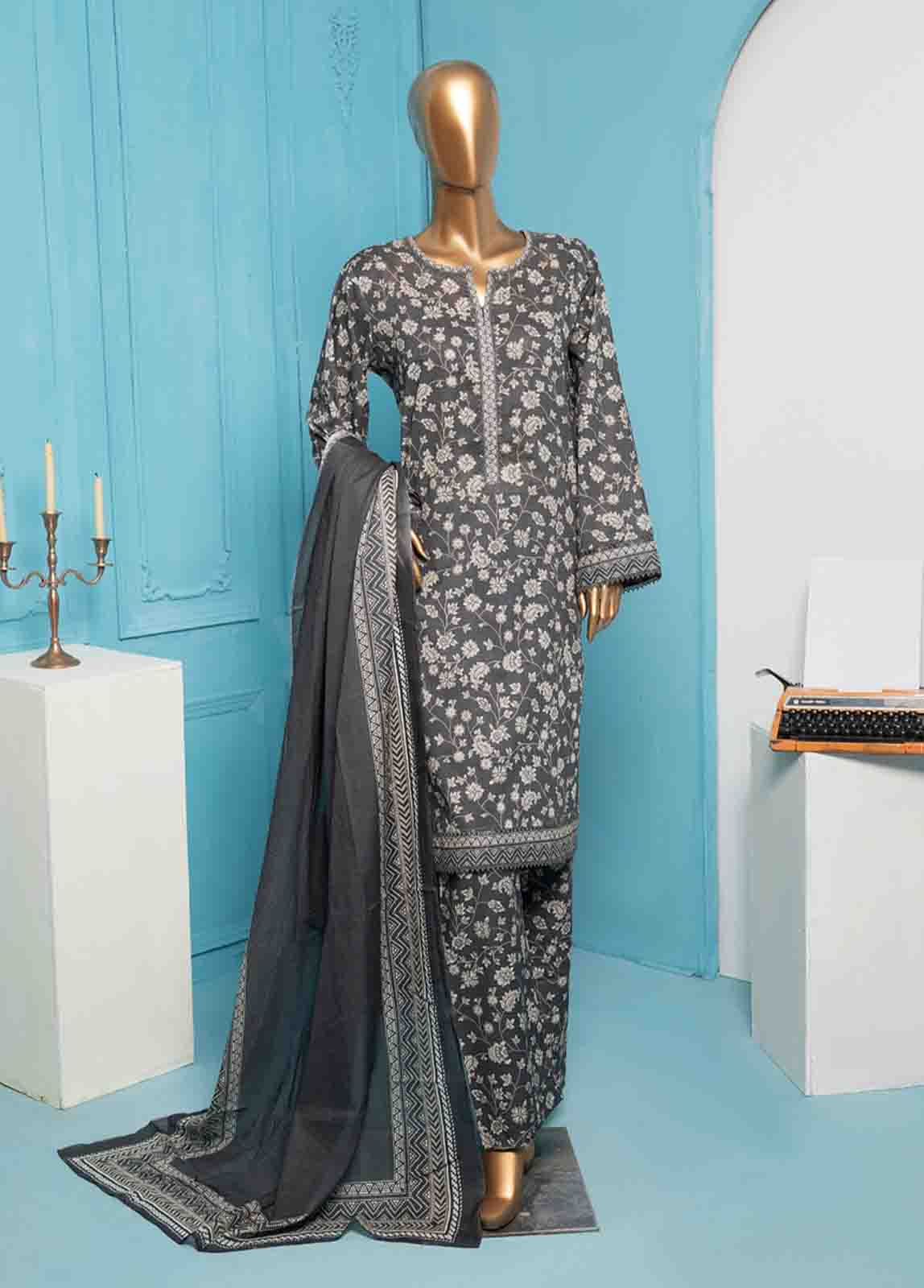 Bin Saeed Fabric - SMPR-0142 - 3 Piece Printed Stitched Suit