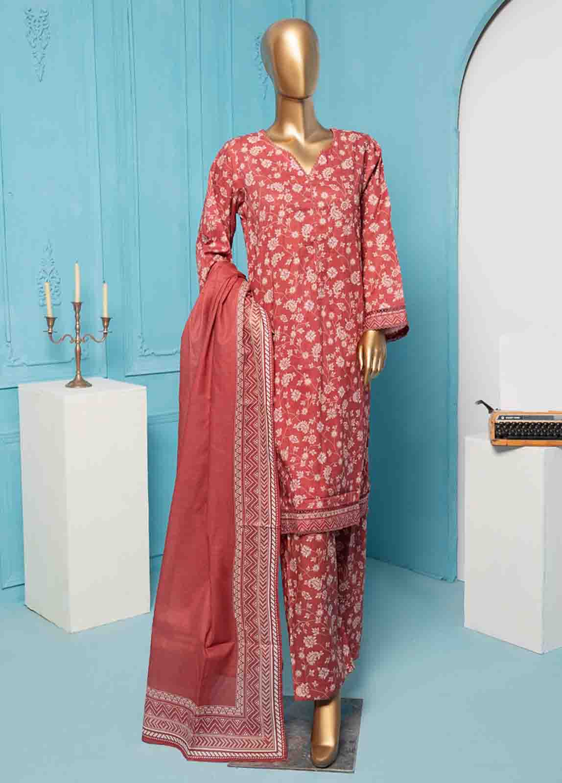 Bin Saeed Fabric - SMPR-0143 - 3 Piece Printed Stitched Suit