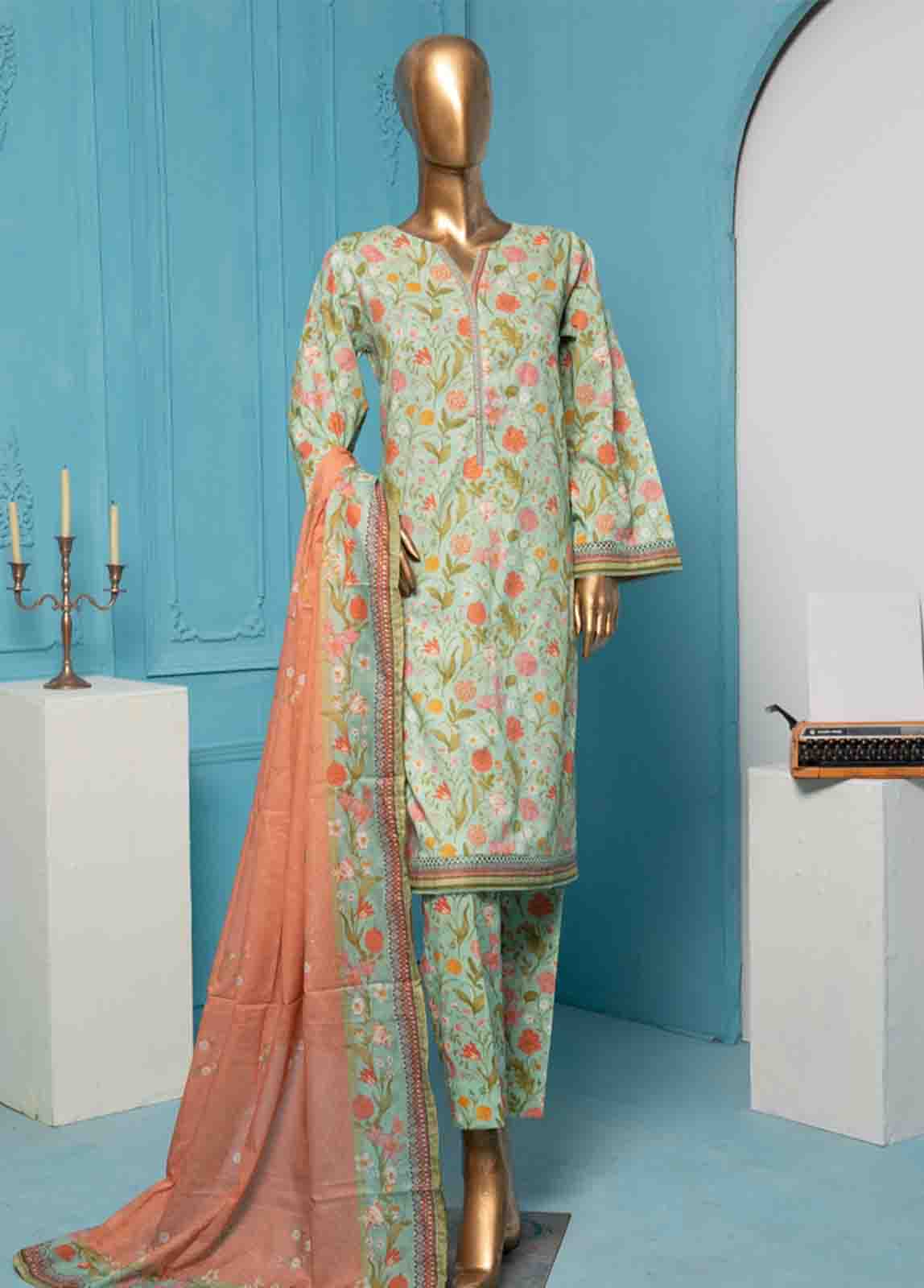 Bin Saeed Fabric - SMPR-0162 - 3 Piece Printed Stitched Suit