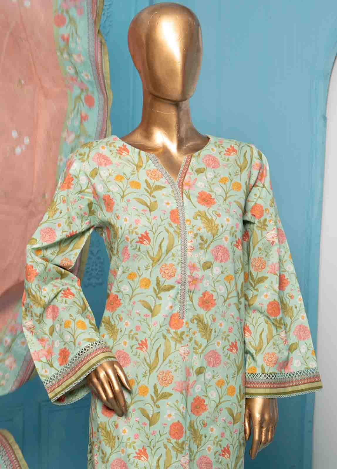 Bin Saeed Fabric - SMPR-0162 - 3 Piece Printed Stitched Suit