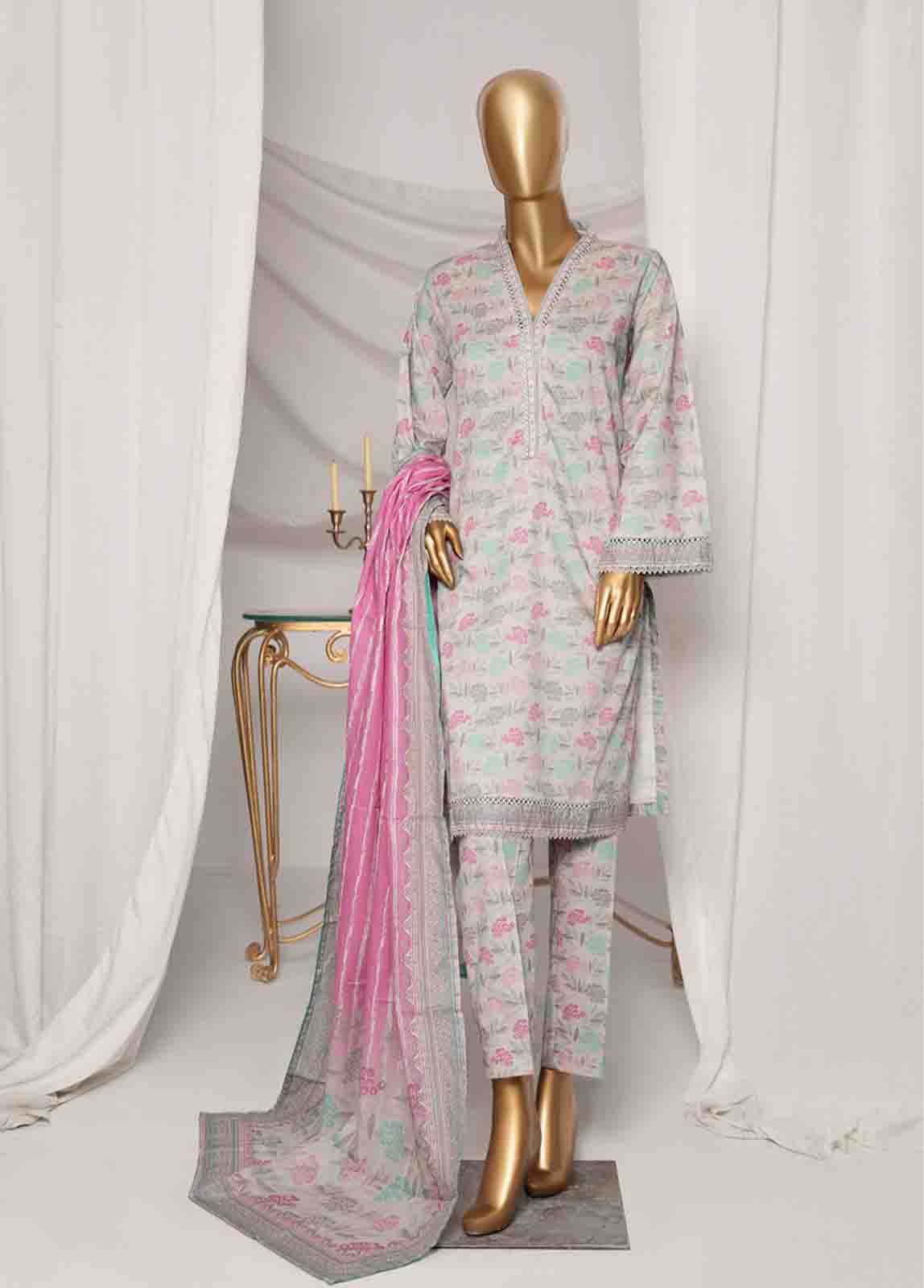 Bin Saeed Fabric - SMPR-0165 - 3 Piece Printed Stitched Suit