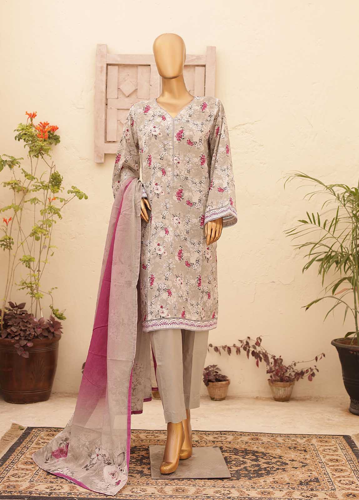 Bin Saeed Fabric - SMPR-0168- 3 Piece Printed Stitched Suit