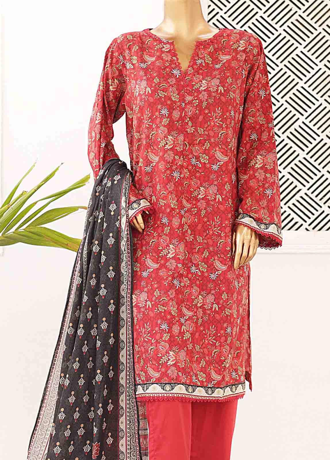 Bin Saeed Fabric - SMPR-0170- 3 Piece Printed Stitched Suit