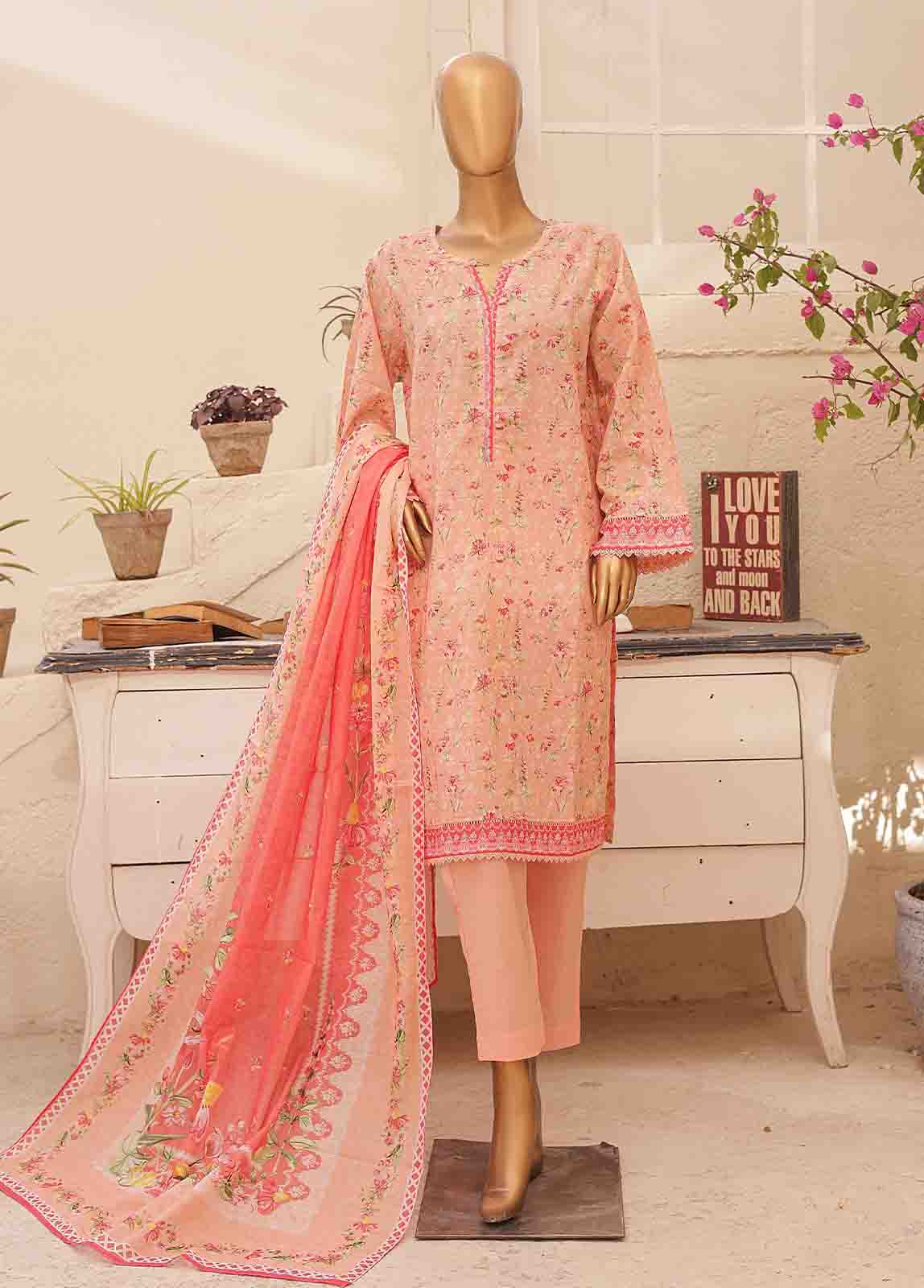 Bin Saeed Fabric - SMPR-0173- 3 Piece Printed Stitched Suit