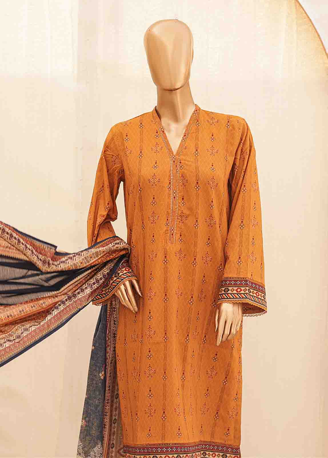 Bin Saeed Fabric - SMPR-0180- 3 Piece Printed Stitched Suit