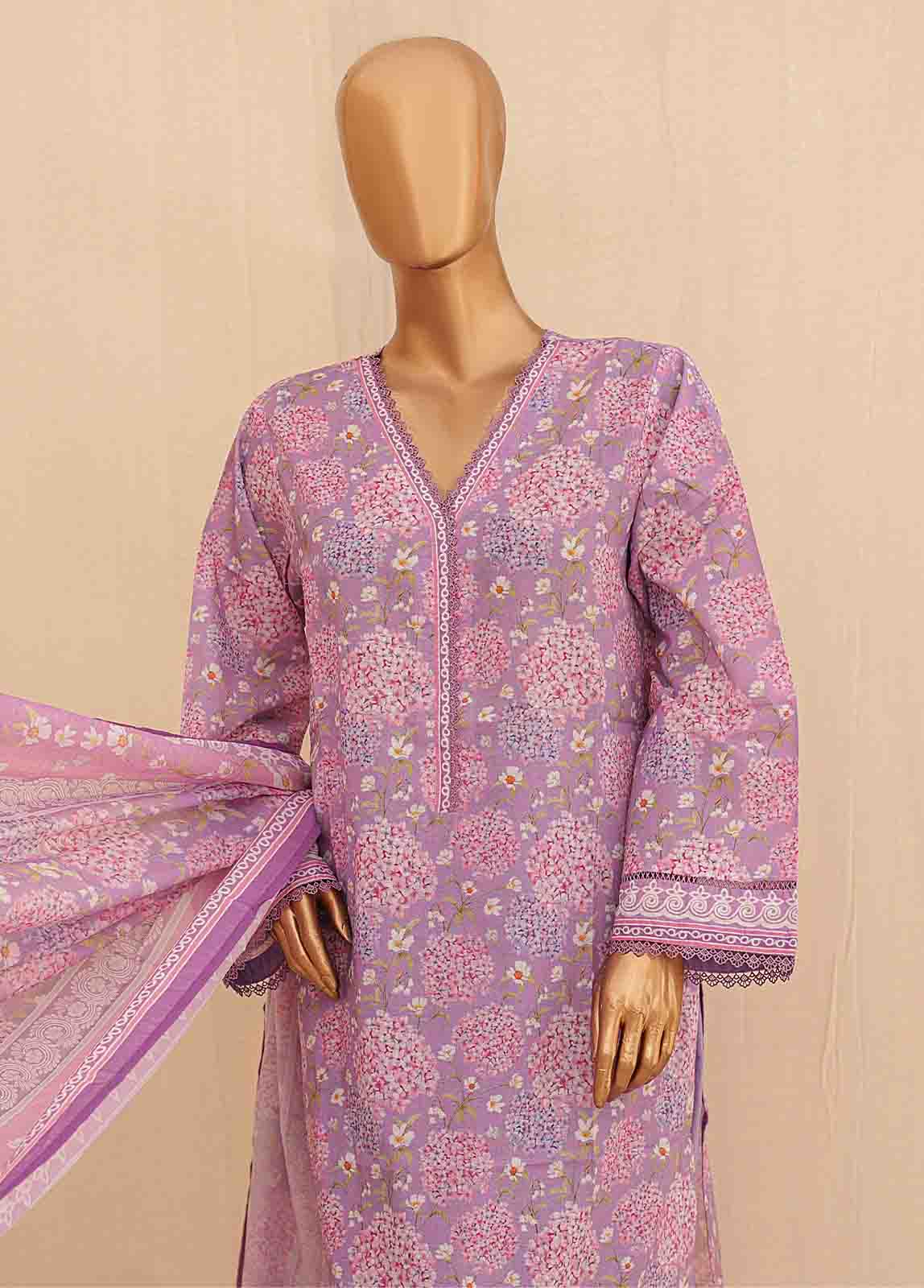 Bin Saeed Fabric - SMPR-0183- 3 Piece Printed Stitched Suit