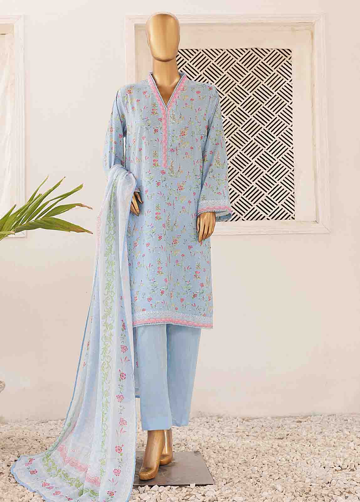 Bin Saeed Fabric - SMPR-0185- 3 Piece Printed Stitched Suit