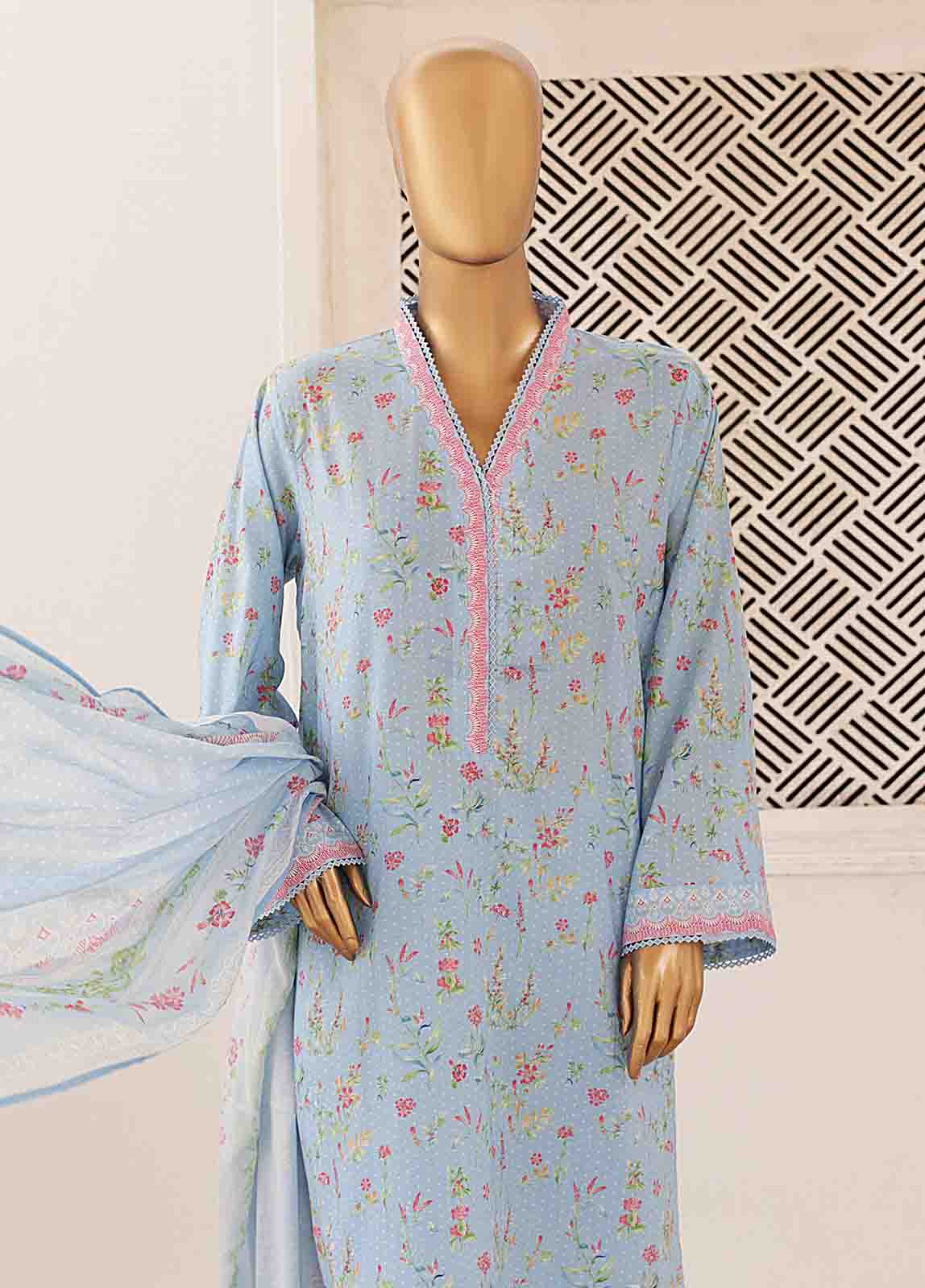 Bin Saeed Fabric - SMPR-0185- 3 Piece Printed Stitched Suit