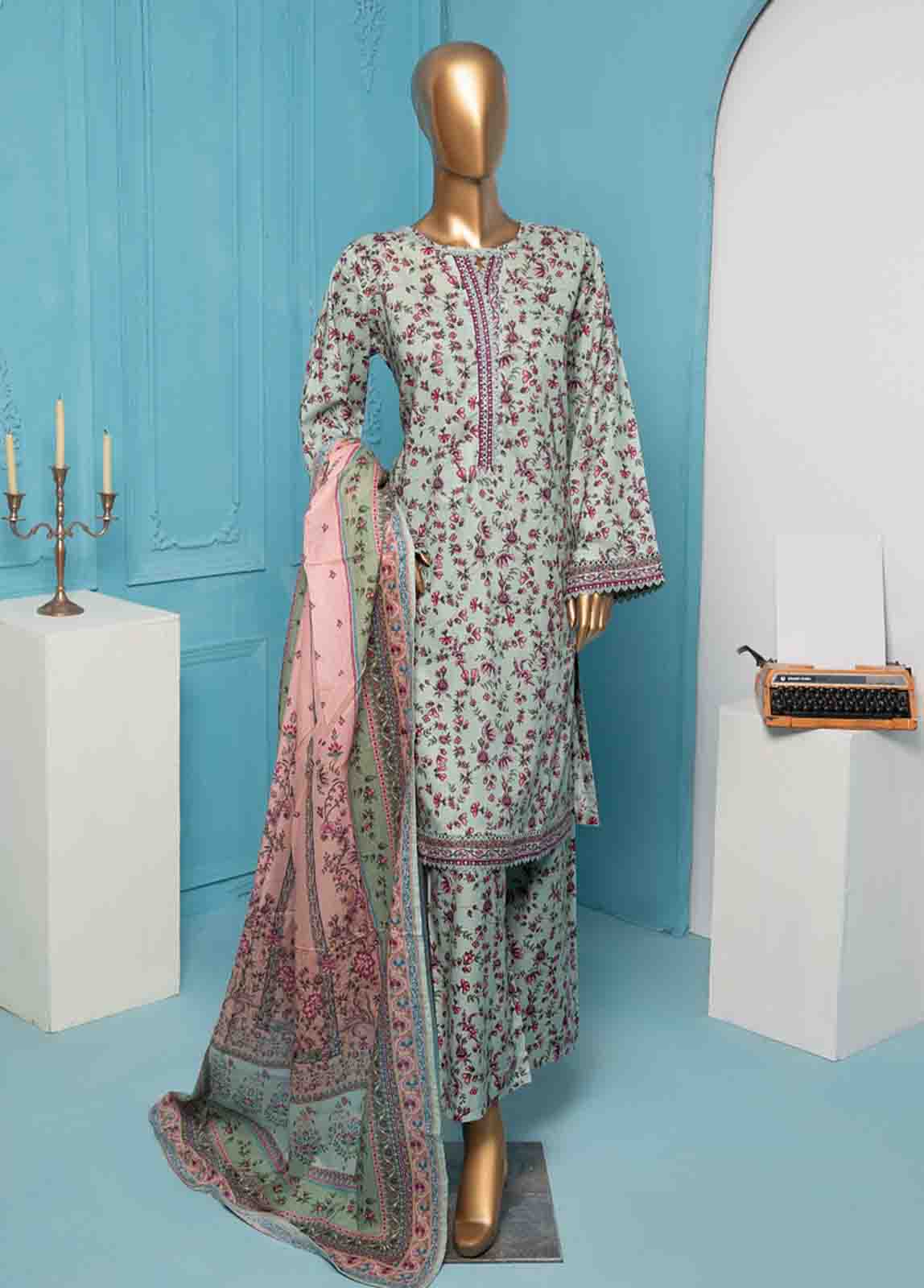 Bin Saeed Fabric - SMPR-0186 - 3 Piece Printed Stitched Suit