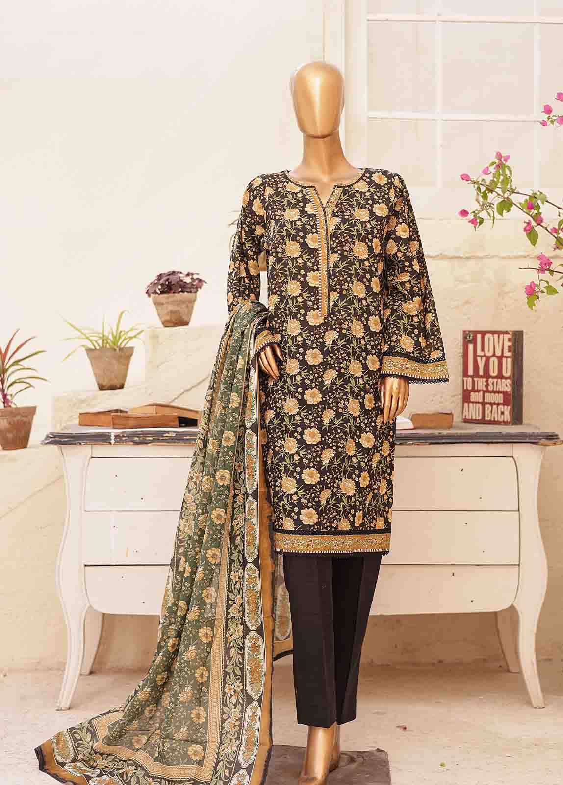 Bin Saeed Fabric - SMPR-0193- 3 Piece Printed Stitched Suit