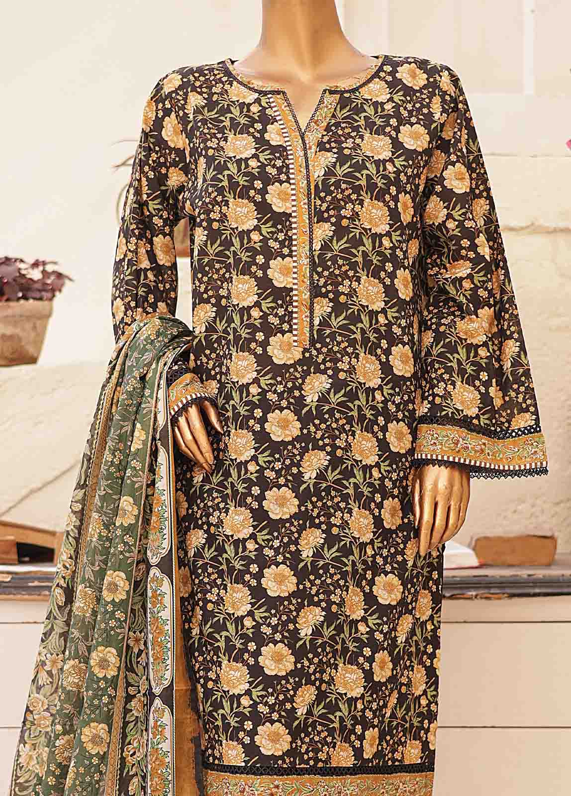 Bin Saeed Fabric - SMPR-0193- 3 Piece Printed Stitched Suit