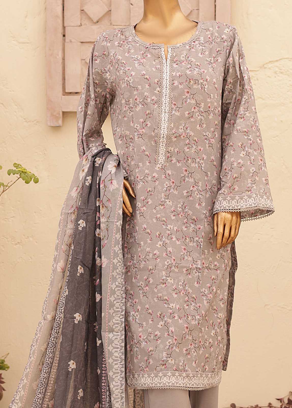 Bin Saeed Fabric - SMPR-0197- 3 Piece Printed Stitched Suit