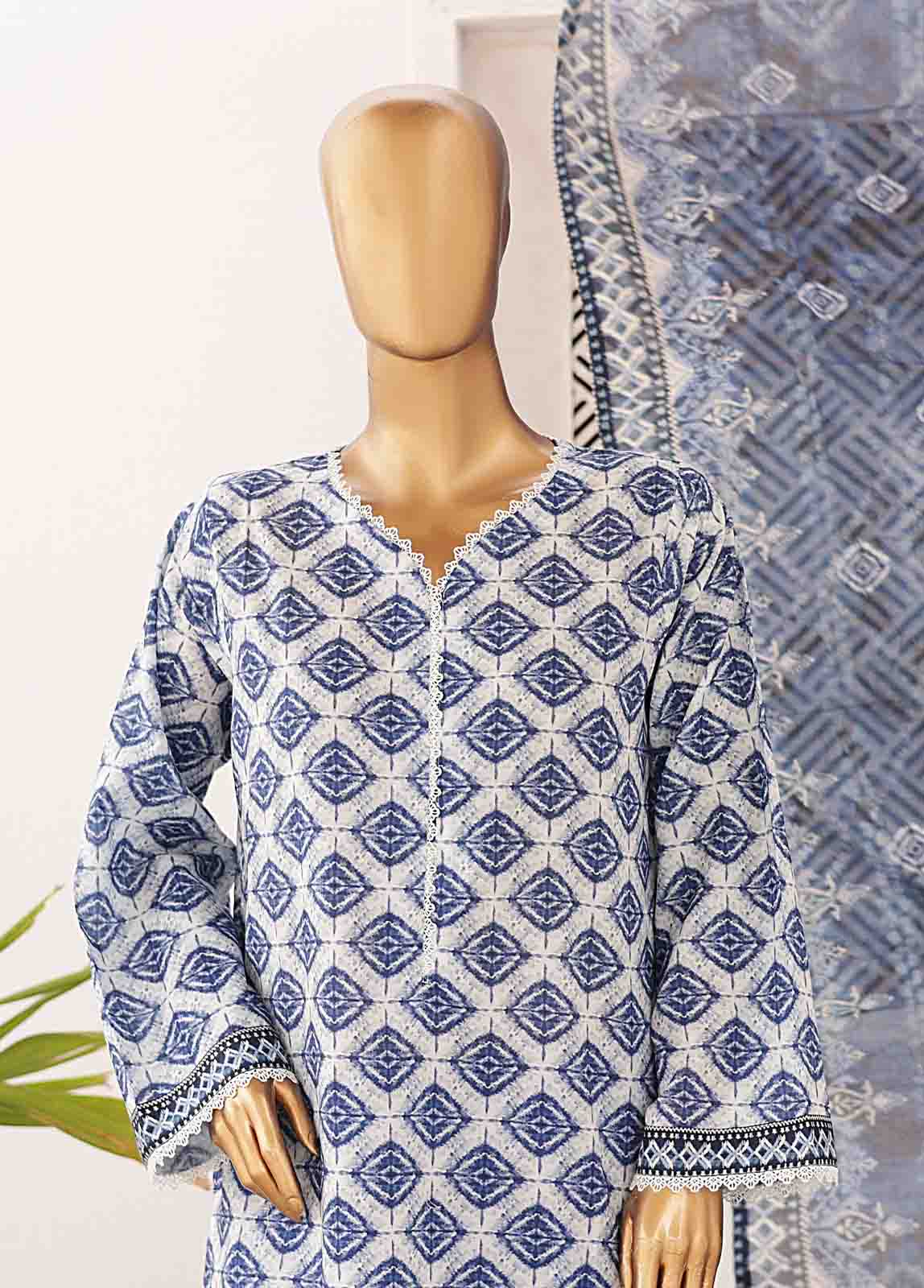 Bin Saeed Fabric - SMPR-0199- 3 Piece Printed Stitched Suit