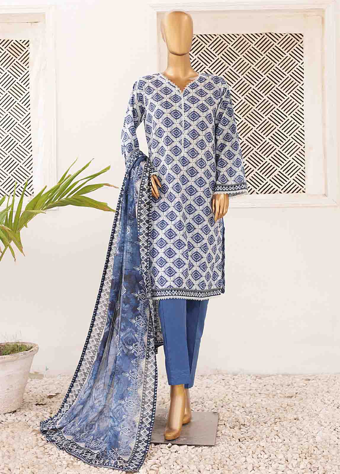Bin Saeed Fabric - SMPR-0199- 3 Piece Printed Stitched Suit