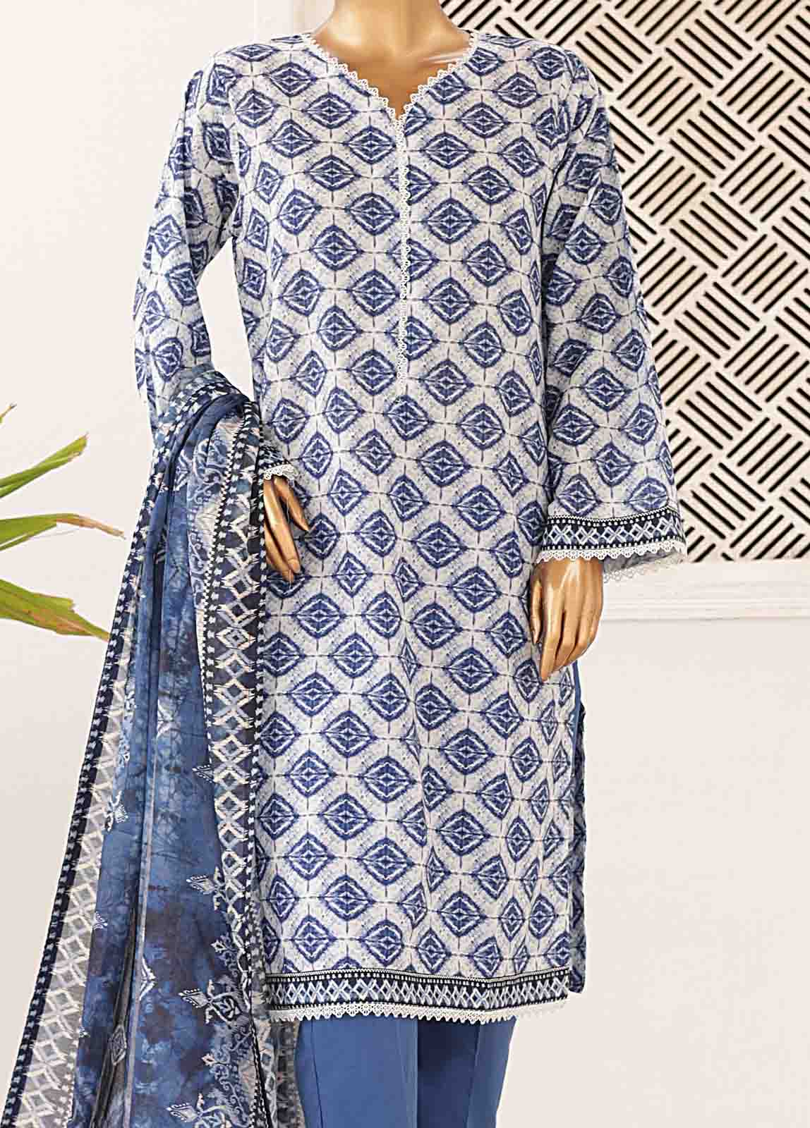 Bin Saeed Fabric - SMPR-0199- 3 Piece Printed Stitched Suit