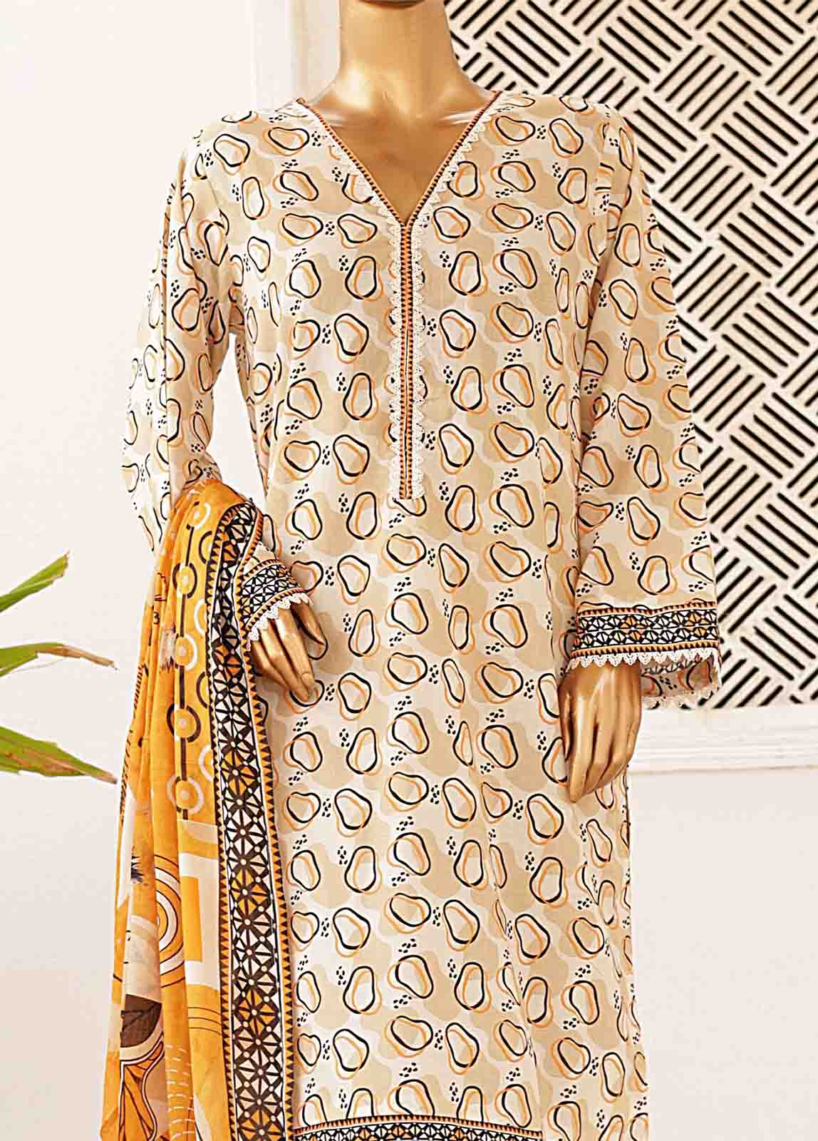 Bin Saeed Fabric - SMPR-0200- 3 Piece Printed Stitched Suit