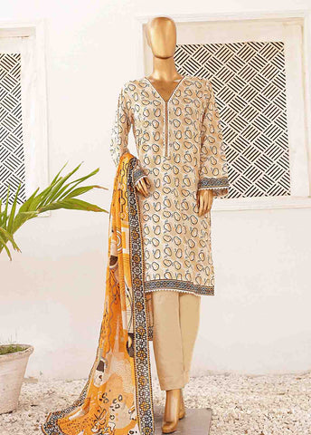 Bin Saeed Fabric - SMPR-0200- 3 Piece Printed Stitched Suit