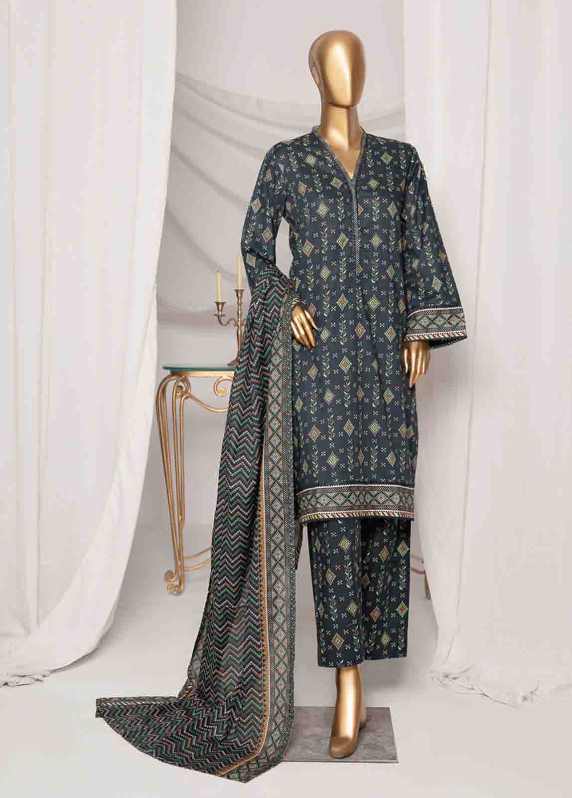 Bin Saeed Fabric - SMPR-0214 - 3 Piece Printed Stitched Suit
