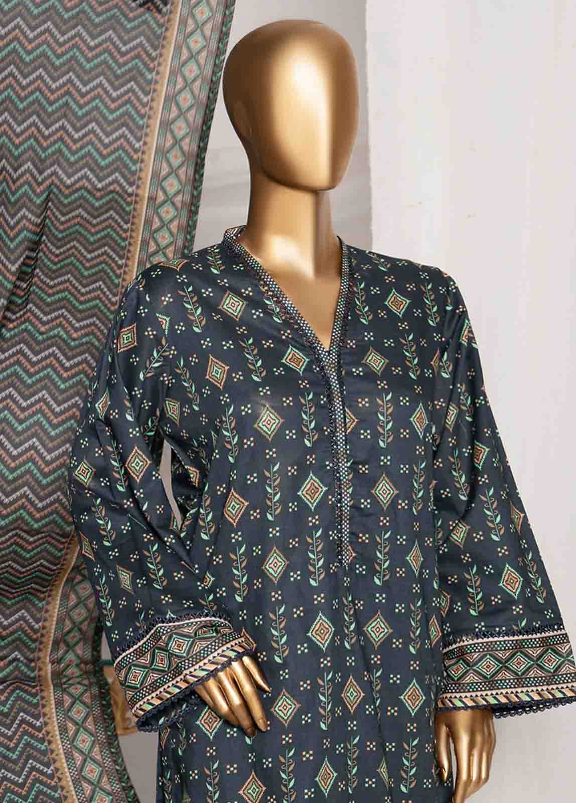 Bin Saeed Fabric - SMPR-0214 - 3 Piece Printed Stitched Suit