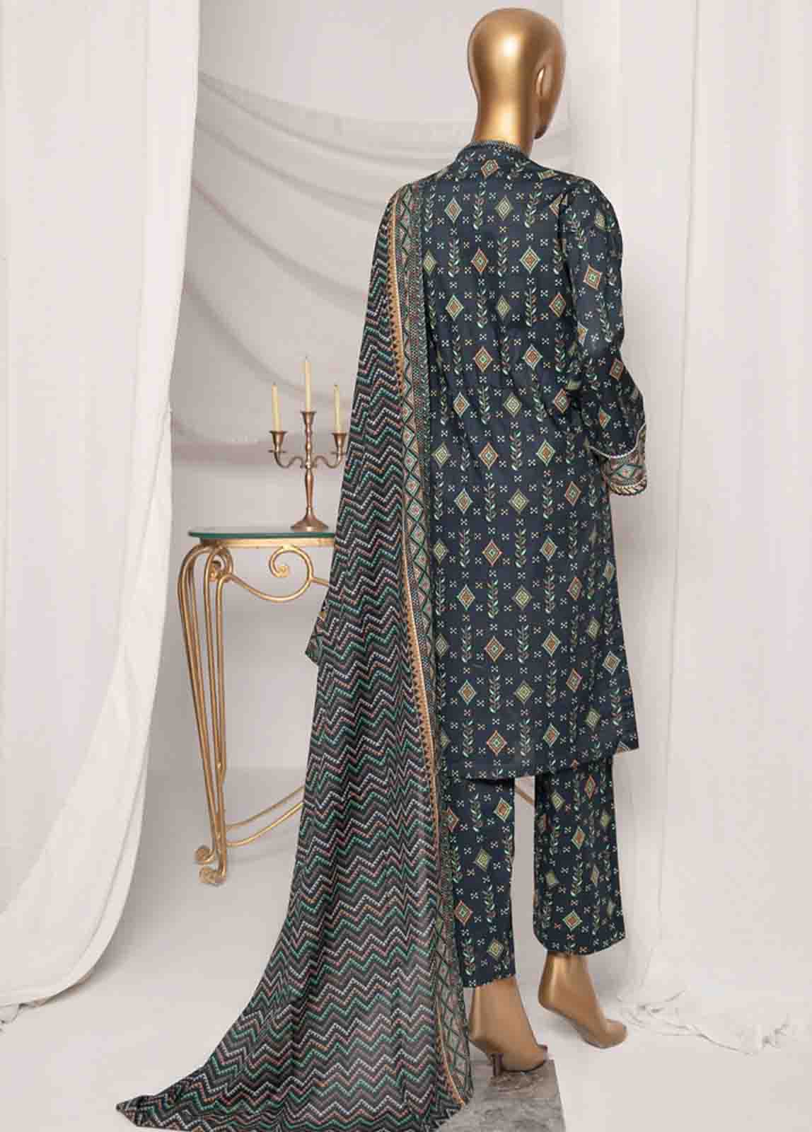 Bin Saeed Fabric - SMPR-0214 - 3 Piece Printed Stitched Suit