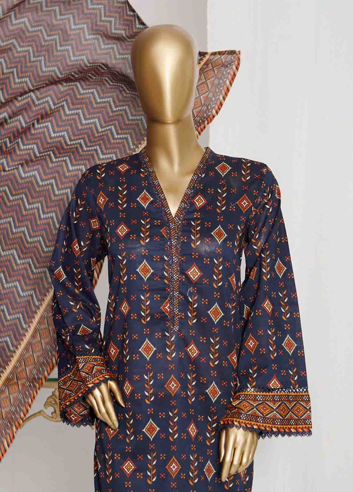 Bin Saeed Fabric - SMPR-0215 - 3 Piece Printed Stitched Suit