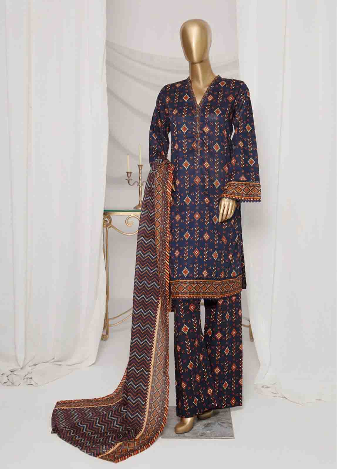 Bin Saeed Fabric - SMPR-0215 - 3 Piece Printed Stitched Suit