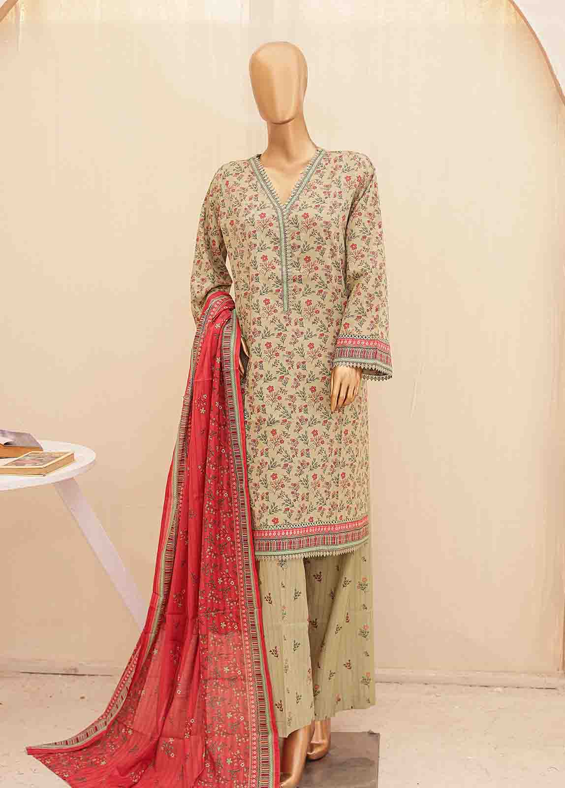 Bin Saeed Fabric - SMPR-0217- 3 Piece Printed Stitched Suit