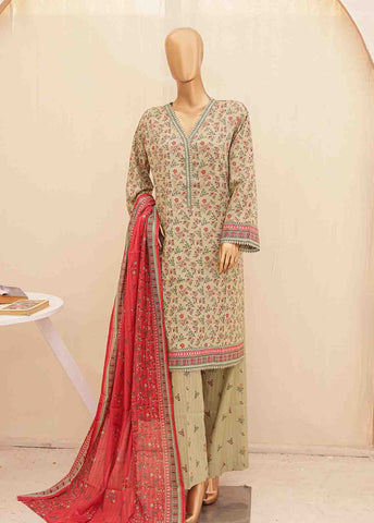 Bin Saeed Fabric - SMPR-0217- 3 Piece Printed Stitched Suit