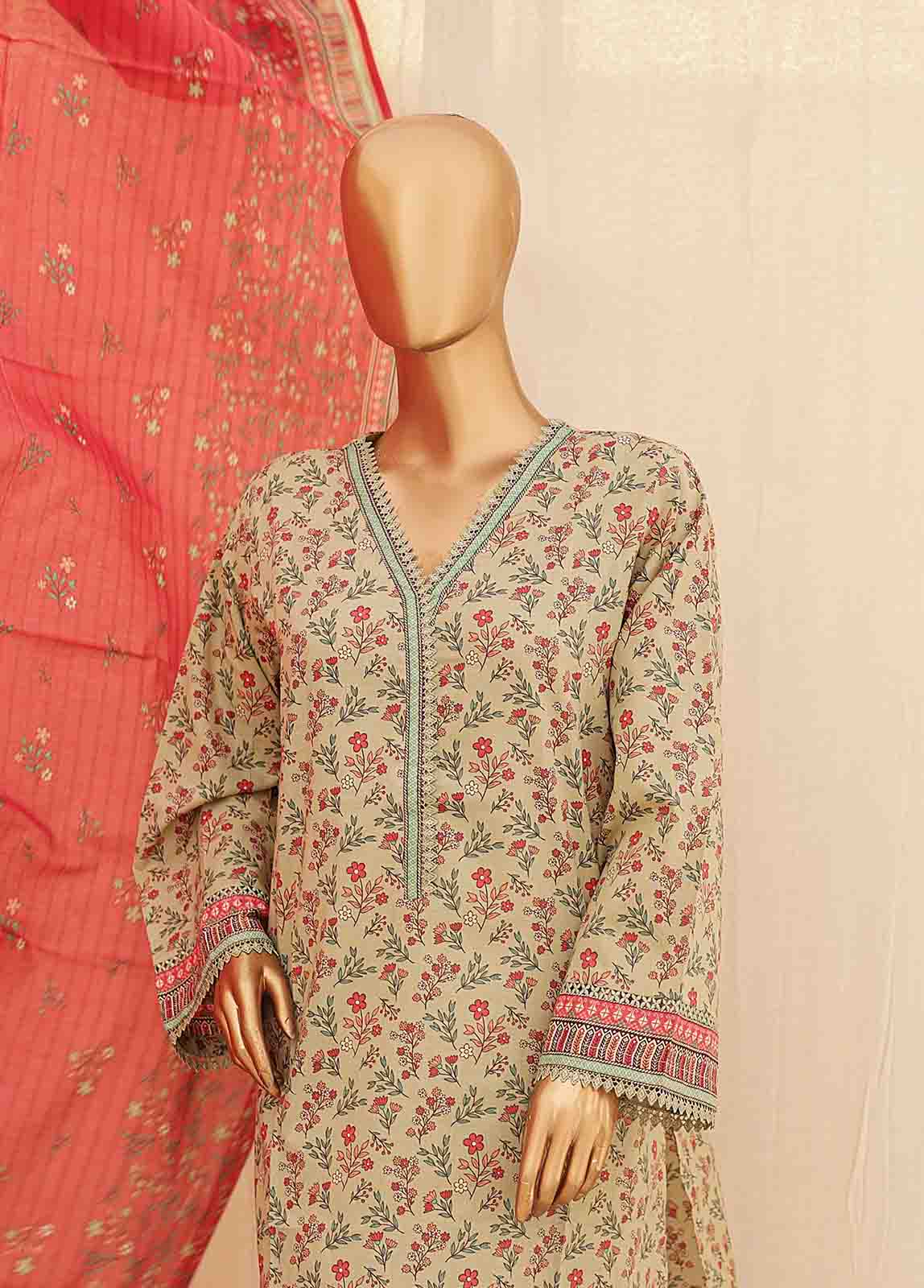 Bin Saeed Fabric - SMPR-0217- 3 Piece Printed Stitched Suit
