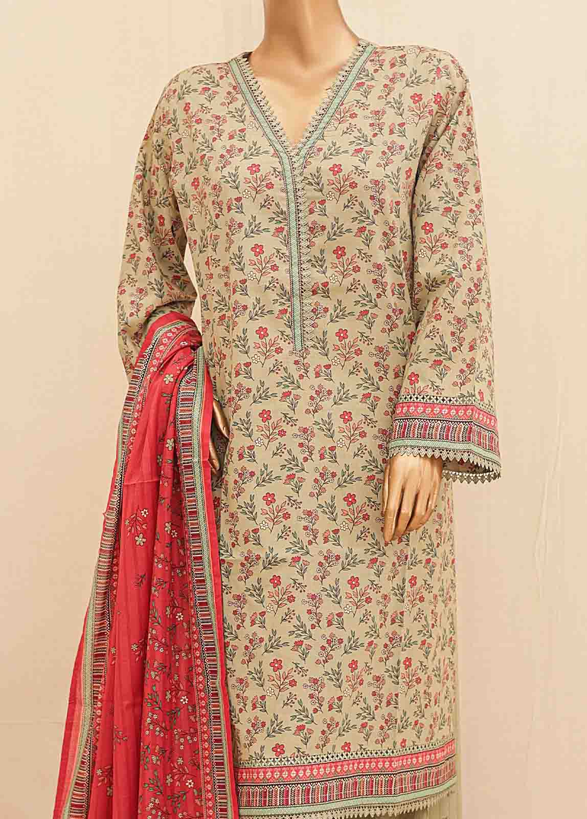 Bin Saeed Fabric - SMPR-0217- 3 Piece Printed Stitched Suit