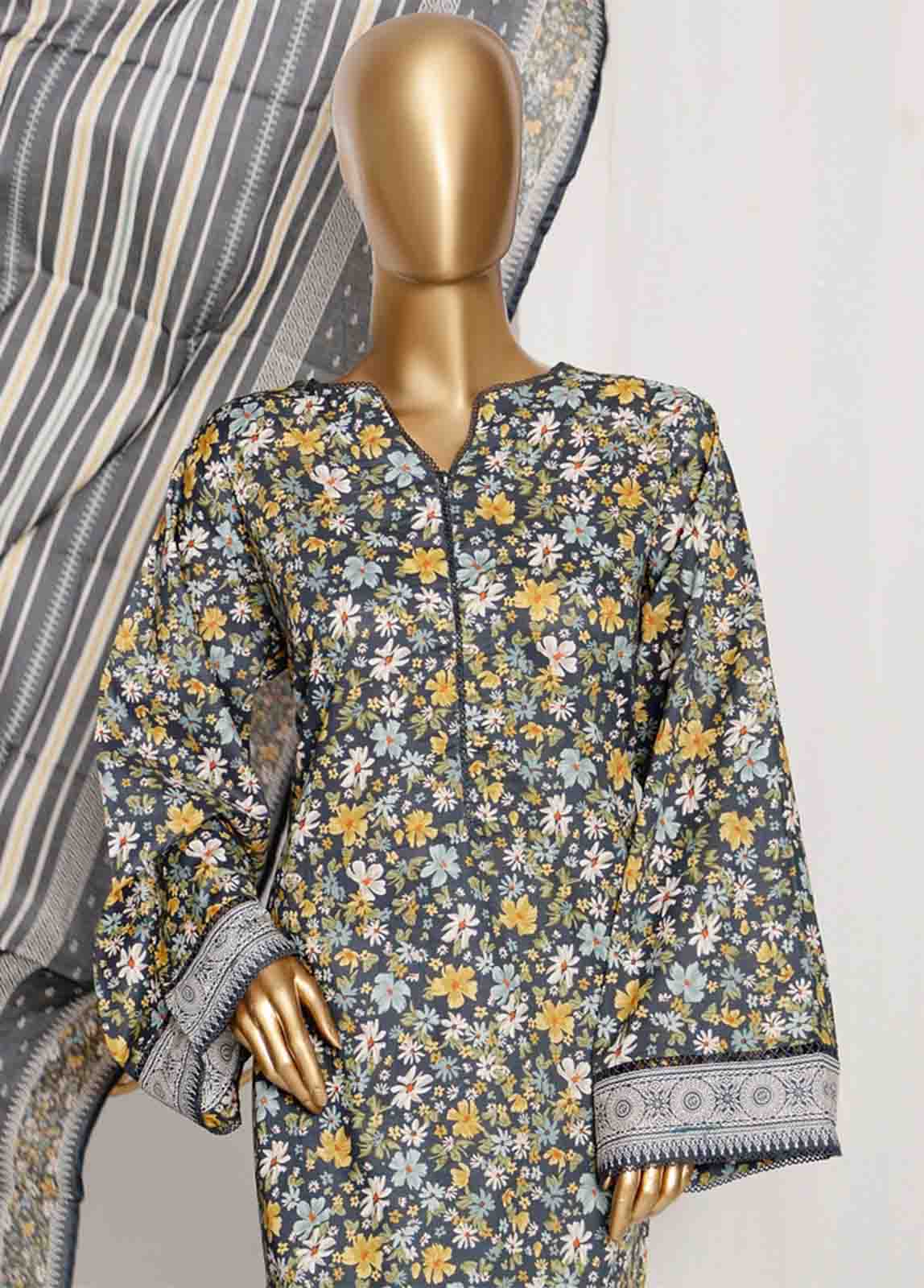 Bin Saeed Fabric - SMPR-0218 - 3 Piece Printed Stitched Suit