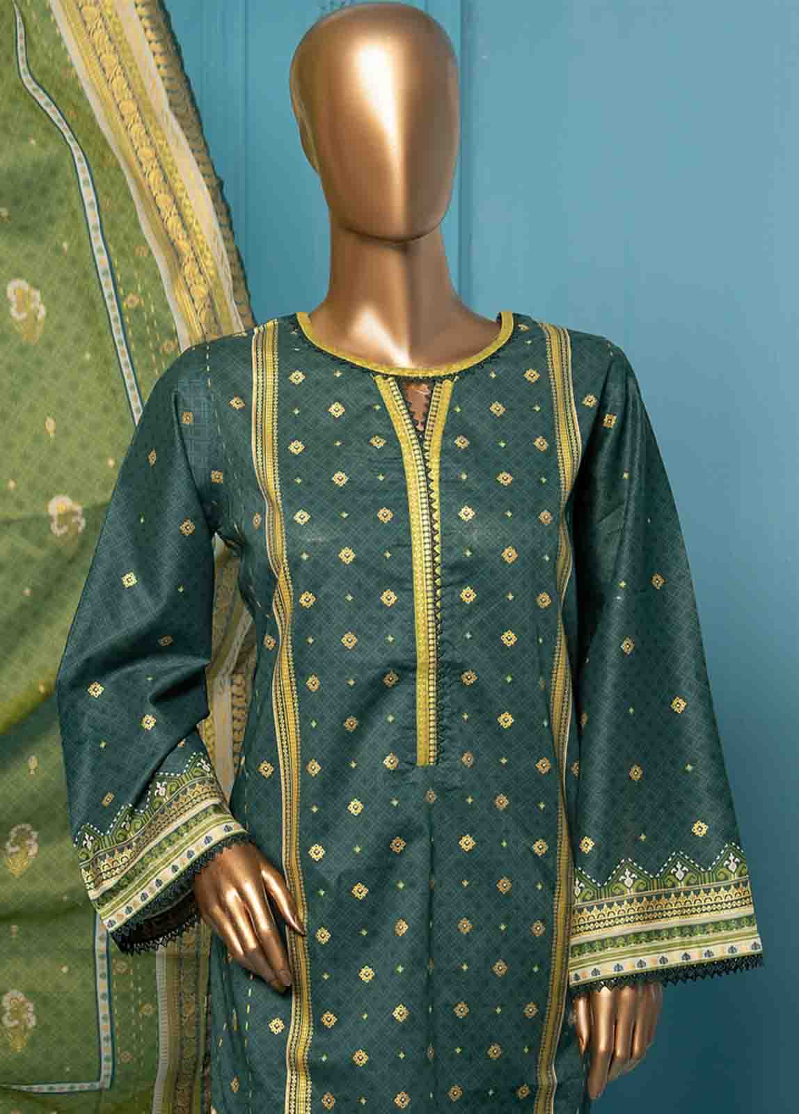 Bin Saeed Fabric - SMPR-021 - 3 Piece Printed Stitched Suit