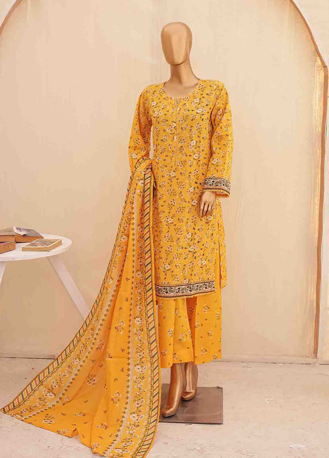 Bin Saeed Fabric - SMPR-0221- 3 Piece Printed Stitched Suit