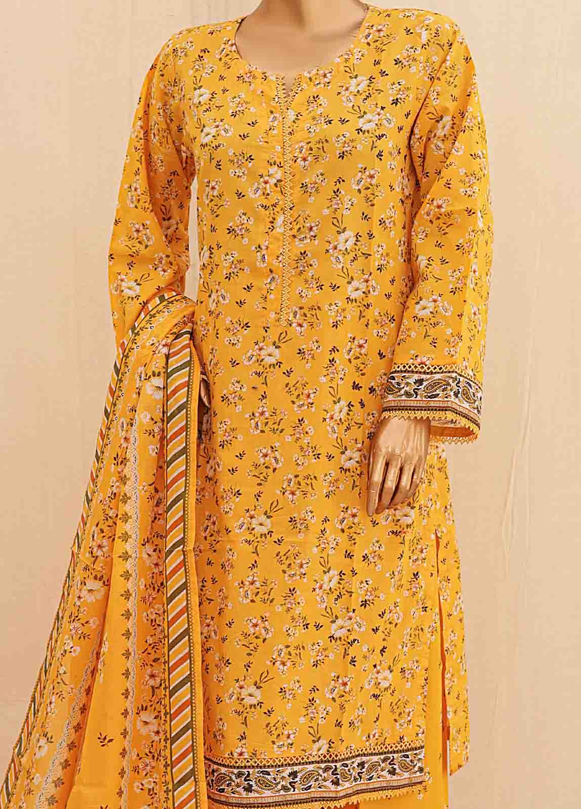 Bin Saeed Fabric - SMPR-0221- 3 Piece Printed Stitched Suit