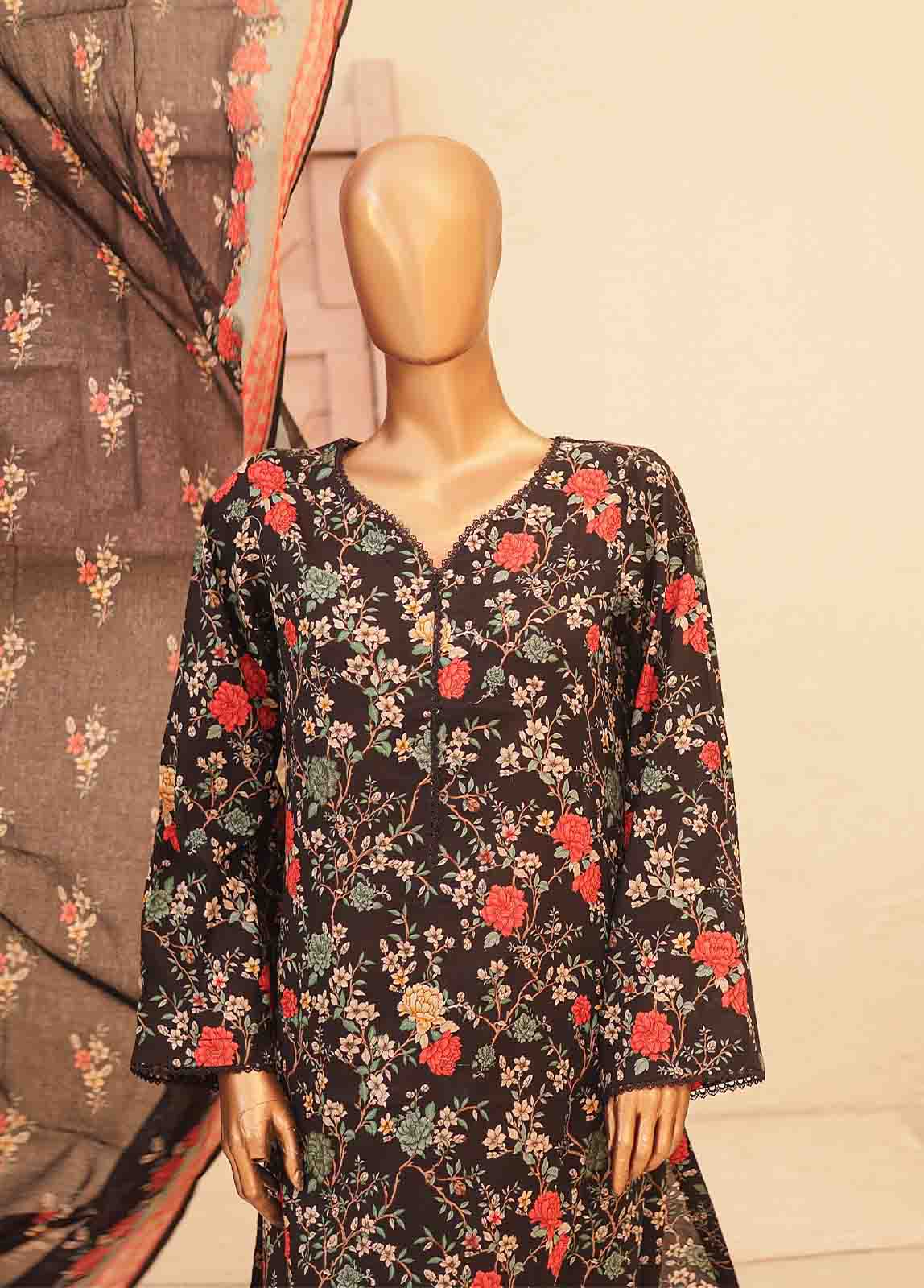 Bin Saeed Fabric - SMPR-0226- 3 Piece Printed Stitched Suit